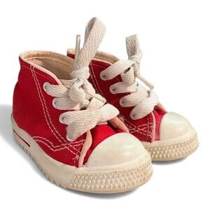 Vintage Dyna-Kids Sz 2 Baby Red Hightop Shoes w/
White Laces